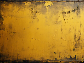 Wall Mural - Dark space for text provided on a grungy steel background with an old yellow metal sheet