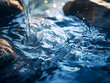 Macro photography reveals stream's water texture