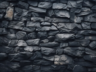 Wall Mural - Enhanced by dark grey texture patterns, black slate stone forms the backdrop