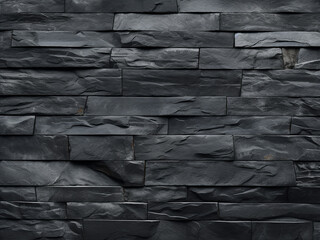 Wall Mural - Seamless framing highlights dark gray patterns on black slate stone texture