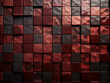 Close-up reveals patterned mosaic ceramic tiles in dark red