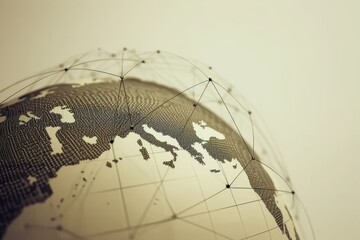 Sticker - Stylized Sepia-Tone Globe with Network Connections