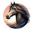 Horse. Horse head. Mare. Portrait. Watercolor. Isolated illustration on a white background. Banner. Close-up
