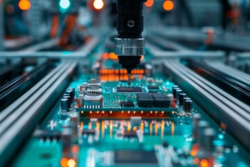 Poster - State-of-the-art motherboard assembly in tech manufacturing