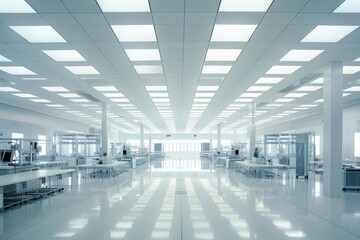 Poster - Spacious and modern semiconductor factory floor with high-tech equipment