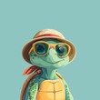 Cartoon turtle with sunscreen protective
