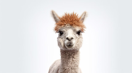 Wall Mural - A cute, fluffy llama with a big, wide smile on its face. The llama is looking directly at the camera, making it seem like it's inviting the viewer to come closer. The scene is bright and cheerful