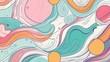 A background of smooth pastel lines, waves and whimsical shapes