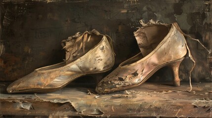 Wall Mural - Two pairs of shoes on a table