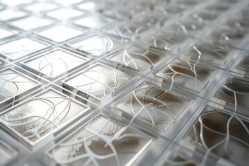Poster - Close-up view of a silicon wafer with intricate patterns