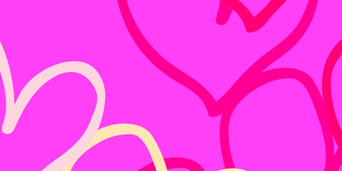 Wall Mural - Light Pink, Yellow vector backdrop with sweet hearts.