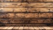 A wooden wall with a bench in front of it, AI