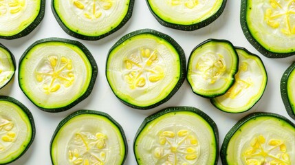 Sticker - Sliced cucumbers on white surface