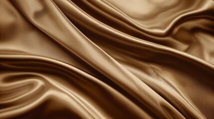 Canvas Print - Close up of Smooth Brown Silk Fabric