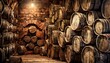 wood background made of old wine crates in a wine cellar with aged texture