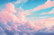 Illustration of dreamy sky and clouds in beautiful pastel colors. An aesthetic sky at dawn or dusk. Vivid colors, dreamy cloudscape. Heavenly, zenith, creative, animated style, conceptual sky.