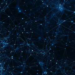 Sticker - Abstract Network Connections in Blue Digital Background