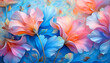 A Dance of Colors: 3D Abstract Oil Painting - Blurred Roses & Swirling Blues 