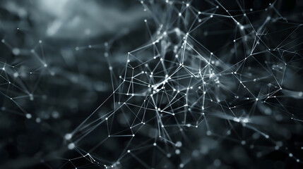 Wall Mural - Abstract Network Connections with Glowing Nodes on Dark Background