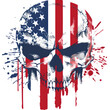 patriotic skull themed t-shirt design, logo with a white background
