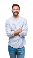 Canvas Print - Adult hispanic man over isolated background happy face smiling with crossed arms looking at the camera. Positive person.