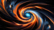 Beautiful Orange Whirlpool Galaxy on Black Background, Captivating Cosmos The Orange Whirlpool Galaxy, Celestial Wonder Orange Whirlpool Galaxy Gleaming on Black Sky(Generative AI)