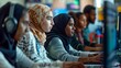 © Miguel Romero - Group of Muslim women working with computers