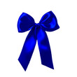 Blue satin ribbon bow. Bow on transparent background clipart
