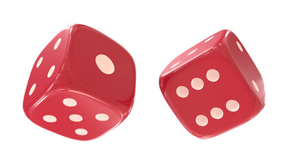 two red dice, isolated on white