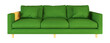 Green sofa and pillow transparent transparent background. PNG image