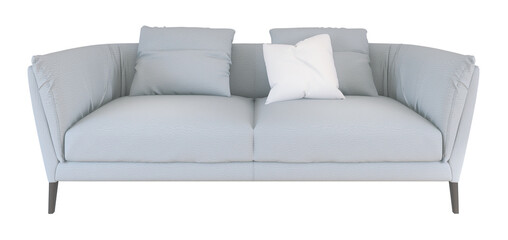 Two-seater sofa with two cushions, isolated