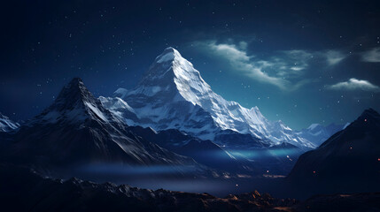 Digital nighttime snow mountains scenes abstract graphic poster web page PPT background