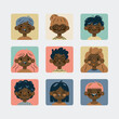 Portrety ludzi. Różne twarze i fryzury. Zabawne postacie. Awatar, urocze komiksowe buzie. Ręcznie rysowane ilustracje wektorowe.
