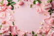 Mothers day background with pink roses and ribbons