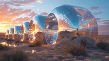 Digital Desert Glass Ocean Sculpture Poster Poster PPT Background