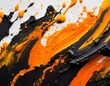 pintura naranja y negra derramada sobre lienzo.