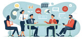 Fototapeta Londyn - Corporate Collaboration: Vector Illustration of Office Meeting