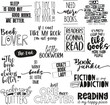 Collection of reading and book-themed word art designs