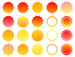 赤と黄色のグラデーションのギザギザの円形フレームセット