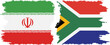 South Africa and Iran grunge flags connection vector