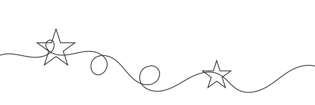 Star in continuous line drawing style. Line art star icon. Vector illustration. Abstract background.  greeting card, banner, and poster concept. Minimalism design. Vector illustration