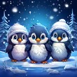 cute three panguins bird penguin animal cartoon ornithology sign