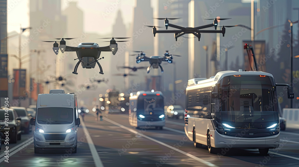 illustrating an advanced autonomous transportation network, with self ...