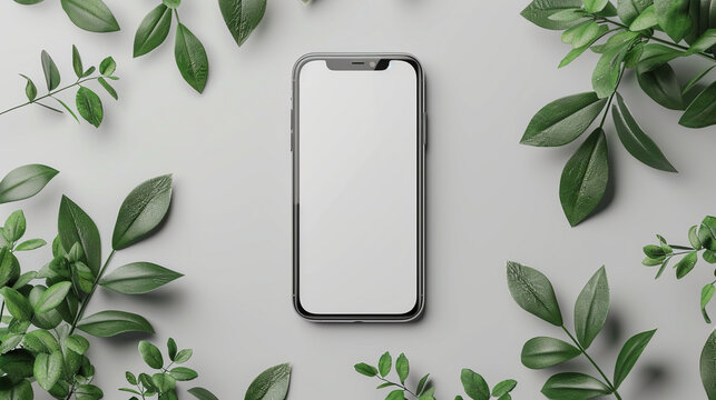 smartphone mockup with blank white screen