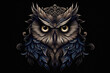 Wise owl emblem, with its thoughtful gaze and wise demeanor, representing knowledge, insight, and wisdom.