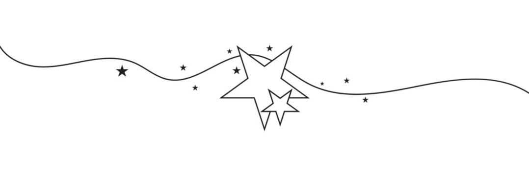 Star in continuous line drawing style. Line art star icon. Vector illustration. Abstract background.  greeting card, banner, and poster concept. Minimalism design. Vector illustration