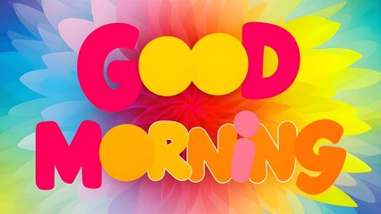 Wall Mural - good morning lettering, hand written text with morning background