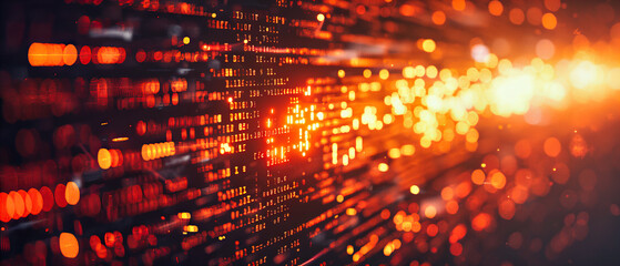 Poster - Cyber Network and Digital Technology Concept, Abstract Background with Futuristic Blue Connections and Binary Code