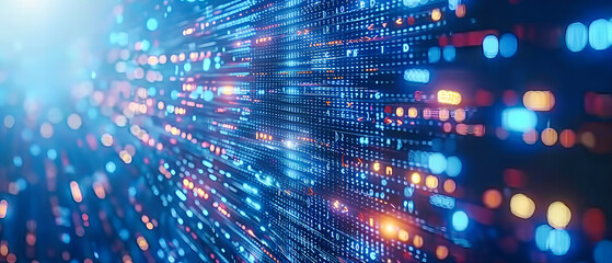 Poster - Digital Binary Code Network, Abstract Technology Background, Futuristic Cyber Data Concept