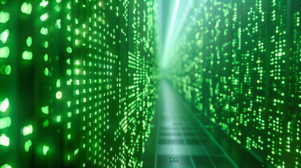Poster - Digital Coding and Binary Network, Green and Blue Abstract Technology Background, Cyber Security Concept